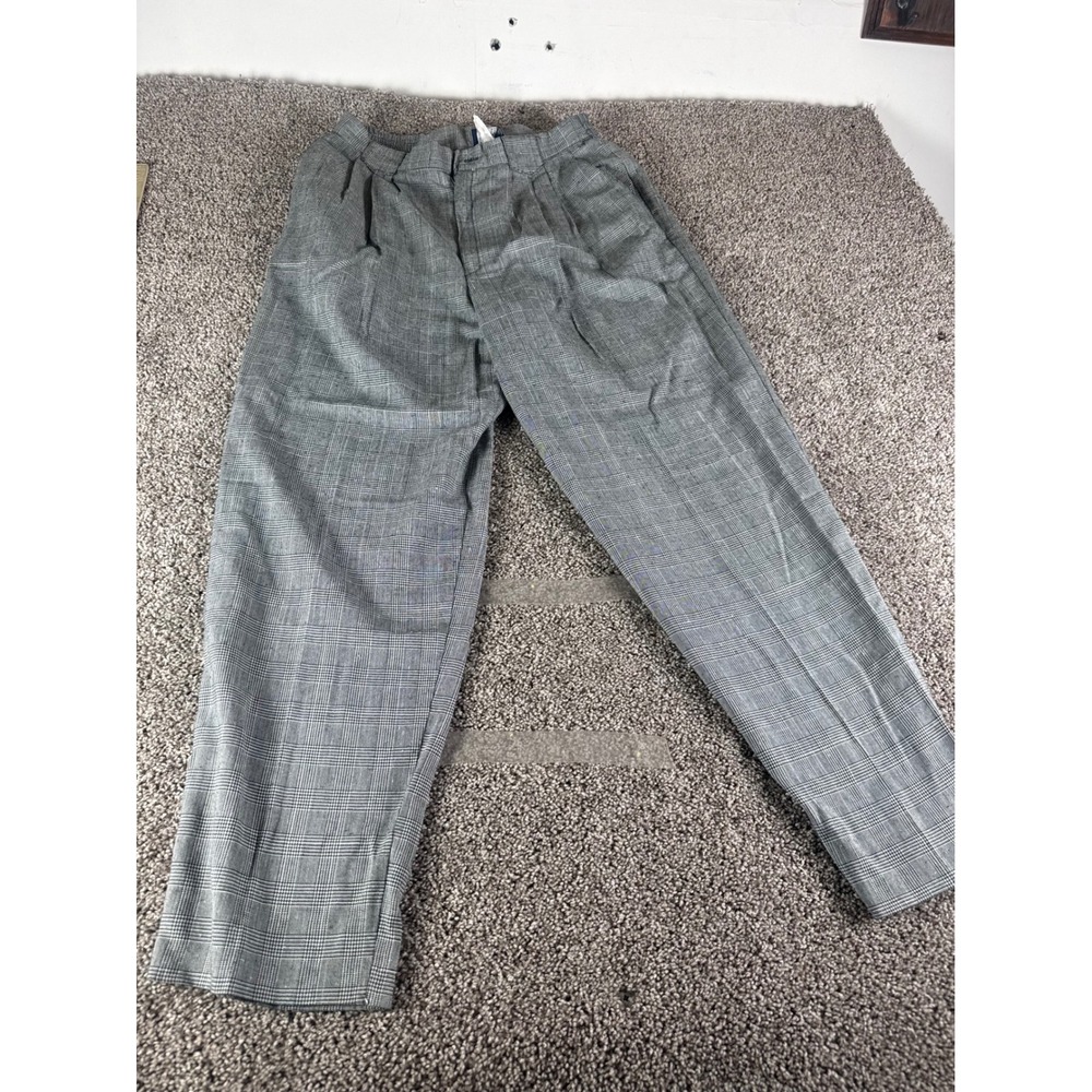 Fundamental Things Vintage Grey Glen Plaid Pleated Tapered Trousers Women 14/16S